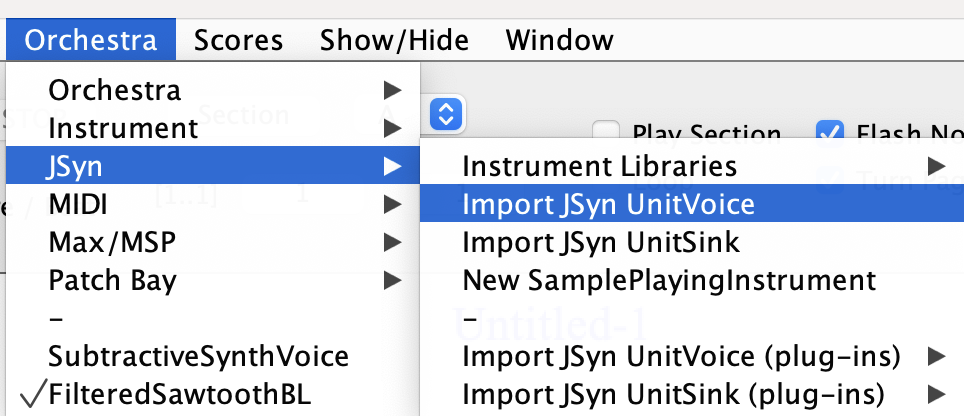 Import JSyn Unit Voice menu item